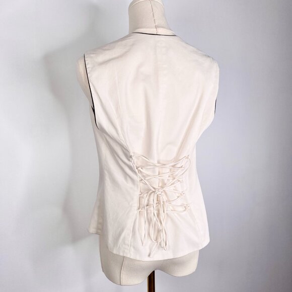 Anne Fontaine - Cream zipper bustier w/ lace-up back - Picture 6 of 10